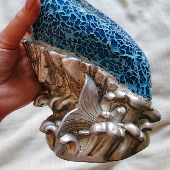 Mermaid Fairytale Feminine Magical Figurine Sculpture Statue in Silver n Blue - Picture 9 of 9